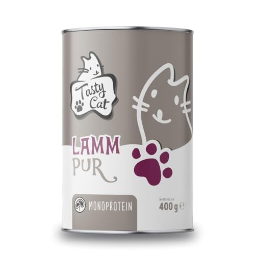 Tasty Cat Nassfutter für Katzen Mono Lamm pur 6 x 400g. | getreidefrei | zuckerfrei | Monoprotein von Tasty Cat