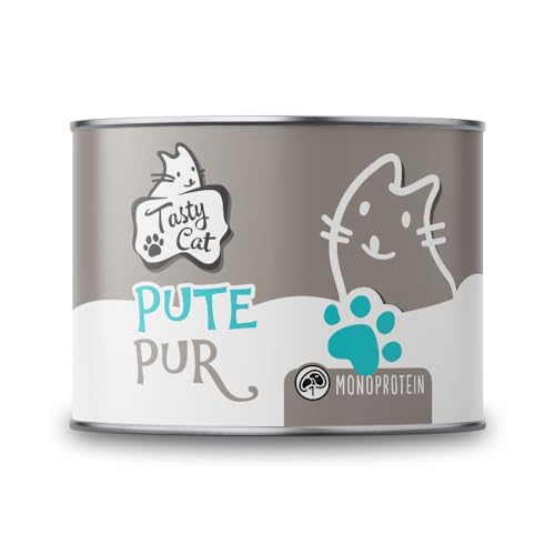 Tasty Cat Nassfutter für Katzen Mono Pute pur 6 x 200g. | getreidefrei | zuckerfrei | Monoprotein von Tasty Cat
