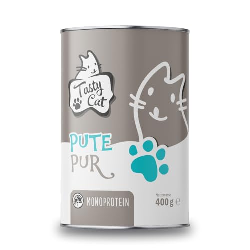 Tasty Cat Nassfutter für Katzen Mono Pute pur 6 x 400g. | getreidefrei | zuckerfrei | Monoprotein von Tasty Cat