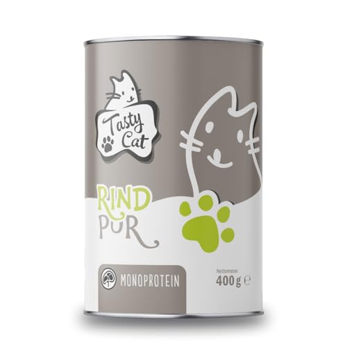 Tasty Cat Nassfutter für Katzen Mono Rind pur 6 x 400g. | getreidefrei | zuckerfrei | Monoprotein von Tasty Cat