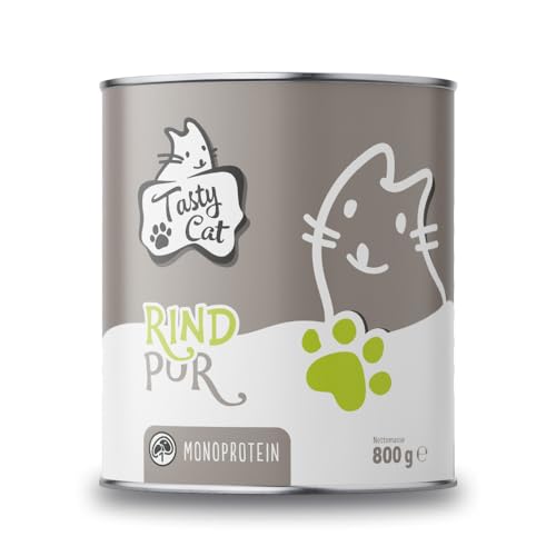 Tasty Cat Nassfutter für Katzen Mono Rind pur 6 x 800g. | getreidefrei | zuckerfrei | Monoprotein von Tasty Cat