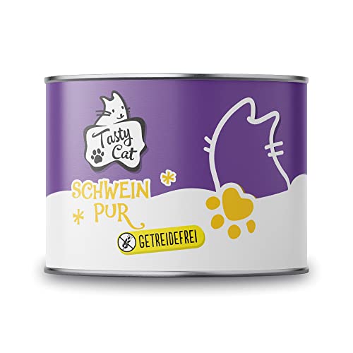 Tasty Cat Nassfutter für Katzen Schwein PUR 6 x 200g. | getreidefrei | zuckerfrei | Monoprotein von Tasty Cat