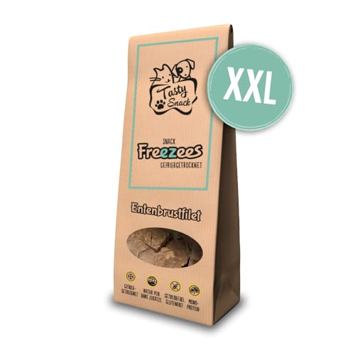 TastySnack Freezees Snacks für Katzen Entenbrustfilet XXL 100g | Monoprotein | getreidefrei | gefriergetrocknet von Tasty Cat