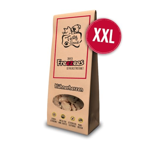 TastySnack Freezees Snacks für Katzen Hühnerherzen XXL 100g | Monoprotein | getreidefrei | gefriergetrocknet von Tasty Cat