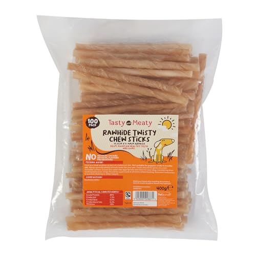 Tasty & Meaty Twisty Kauspielzeug aus Rohleder, 11,5 cm x 5–9 mm, 100 Stück Tasty & Meaty Twisty Kauspielzeug aus Rohleder, 11,5 cm x 5–9 mm, 100 Stück von Tasty and Meaty