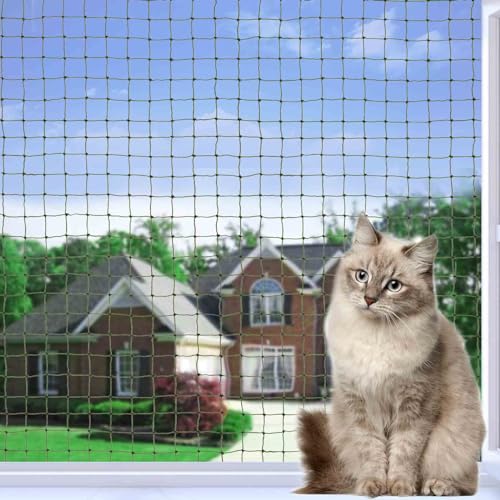 Tatamiyya Katzennetz Für Balkon, 4x10m Katzennetz Drahtverstärkt, Katzenschutznetz ist Robust Biss- Und Reißfest, UV- Und Witterungsbeständig, Zum Balkonen, ​Terrassen Und Fenstern(Olivgrün) von Tatamiyya