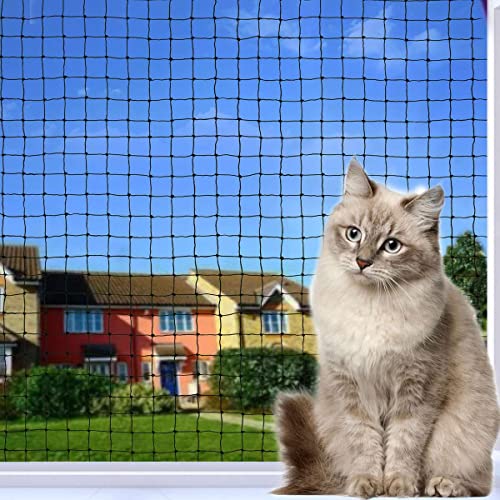 Tatamiyya Katzennetz für Balkon, 10x3m Katzennetz Drahtverstärkt ist Robust UV-Beständig & Witterungsfest, Schutznetz Katzen für Balkonen und Fenstern(Schwarz) von Tatamiyya