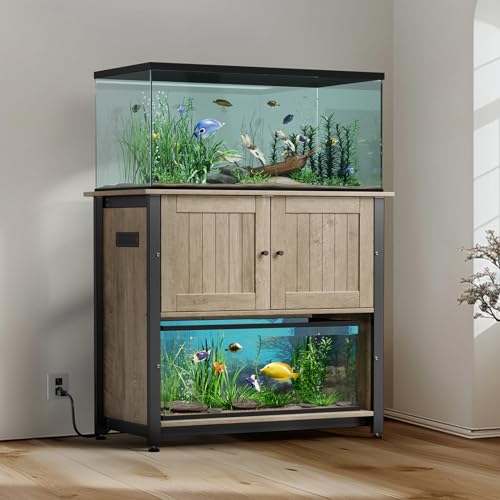 Tatub Aquarium-Ständer mit Steckdosen, Metall-Aquarium-Ständer mit Zubehöraufbewahrung, robuster Aquarium-Tisch geeignet für Schildkröten, Reptilien-Terrarien, 453 kg Kapazität von Tatub