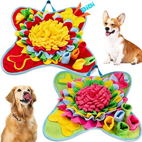 2 Stück Pet Snuffle Mat for Dogs Treat Interactive Dog Feeding Mat Dog Sniffing Mat Portable Dog Puzzle Toys for Small Medium Breed Dogs Puppy Futtersuche Feed Game Activity, 50 x 50 cm von Tatuo