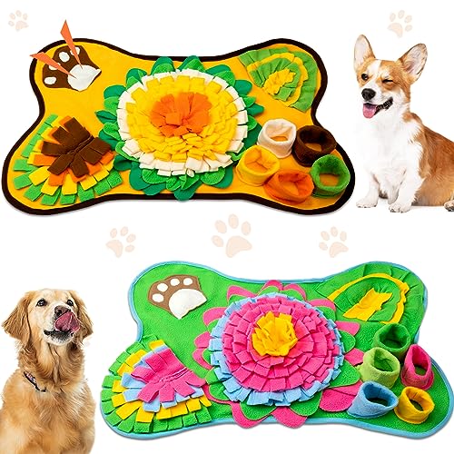 2 Stück Pet Snuffle Mat for Dogs Treat Interactive Dog Feeding Mat Dog Sniffing Mat Portable Dog Puzzle Toys for Small Medium Breed Dogs Puppy Futtersuche Futterspiel, 50 x 50 cm (lebendig) von Tatuo