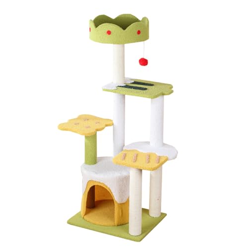 Katzenbäume Türme Katzenwohnung Katzenkratzbaum Niedlicher Grüner Katzenkratzbaumturm Mit Sitzstangenständer, Katzenwohnung Mit Lustigen Spielzeugen Kätzchen Haustierspielhaus Large/43.3inch von Tazyee