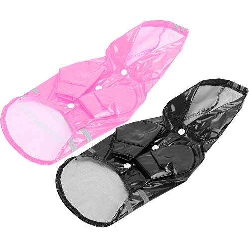 2pcog Regenmantel wasserdichte Schichten Kapuzenregen mit Sicherheit Reflektierend SPE Schwarz Rosa M Pet Plieog Tägliche NEIES (M) von Tbest