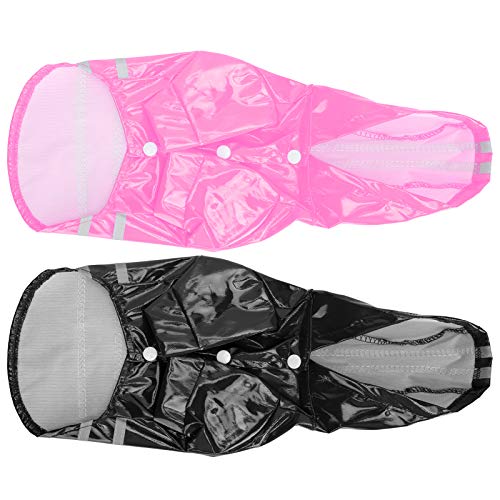 2pcog Regenmantel wasserdichte Schichten Kapuzenregen mit Sicherheit Reflektierend SPE Schwarz Rosa M Pet Plieog Tägliche NEIES (XL) von Tbest