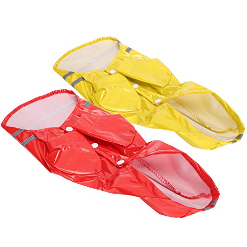 2pcog Regenmantel wasserdichte Schichten Kapuzenregen mit Sicherheit Reflektierendem Rot Gelb Rot Gelb XL Haustierplieog Tägliche Absenken (L) von Tbest
