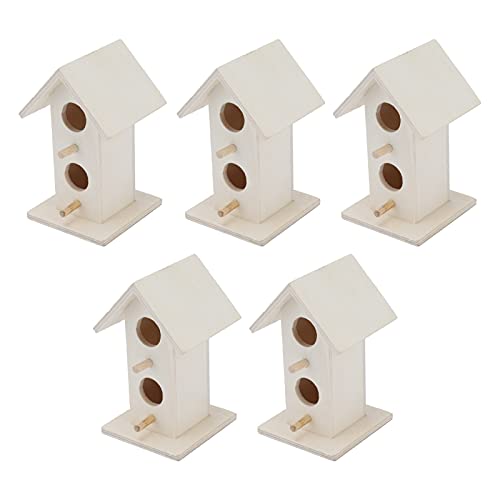 5 Stück Holz-Vogelhaus für den Garten, Wetterfest, Zum Nisten, Vogelkäfig, Einfache Beobachtung für Bluebird, FiChickadee von Tbest