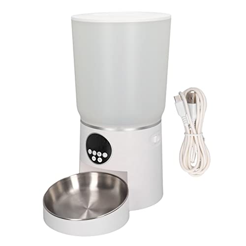Automatischer Futterspender für Haustiere, 5 l, Dual-Power-Unterstützung, intelligentes Timing, ABS, für Katzen und Hunde, Futterspender mit Edelstahlnapf (Knopf) von Tbest