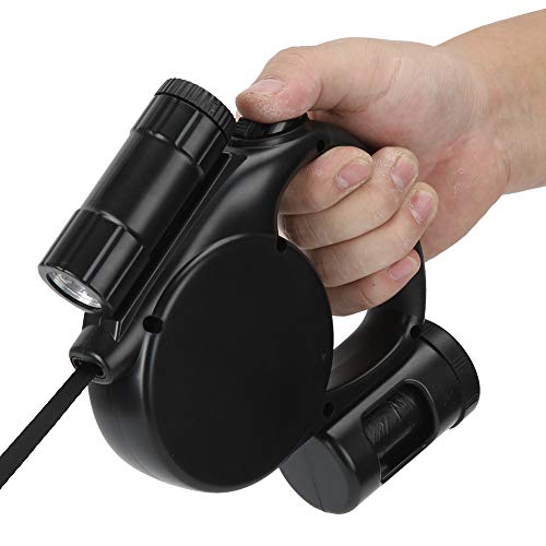 Einziehbare Leine, einziehbare Leine, 3-in-1, schwarz, Kunststoff, tragbar, automatisch, einziehbar, mit LED-Licht, Müllsack für Hunde und Katzen Einziehbare Leine, einziehbare Leine, 3-in-1, schwarz, Kunststoff, tragbar, automatisch, einziehbar, mit LED-Licht, Müllsack für Hunde und Katzen von Tbest