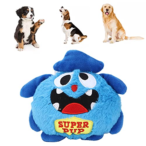 Elektrisches Hunde-Hüpfball-Spielzeug, Hunde-Shake-Ball-Spielzeug, Vibrierender und Klingender Plüsch-Cartoon für Motorisierte Unterhaltung, Interaktives Spielzeug für Haustiere (Blauer Übermensch) von Tbest