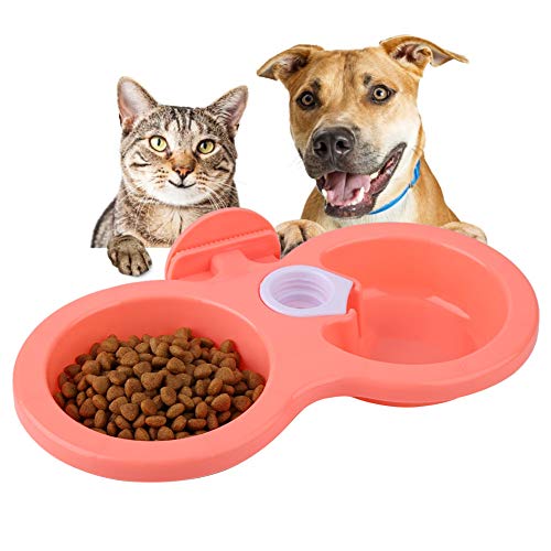 Tbest Haustier-Katzen-Hundewelpen-Doppelschüssel-hängender Nahrungsmittel-Wasser-Futterspender für Käfig-Käfig-kleine Rosa Haustier-Versorgungsmaterialien-grundlegende Schüsseln (PINK) von Tbest