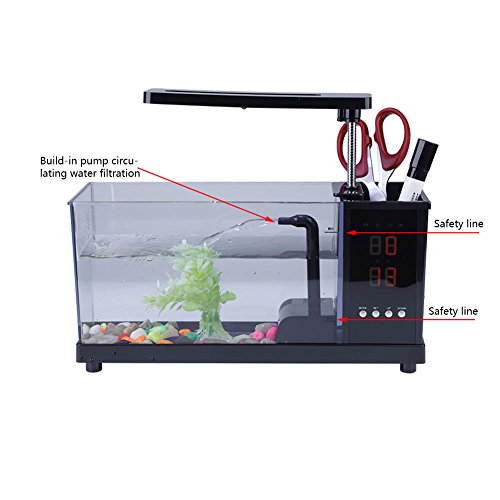 Rium Poisson Rium Multifunktionales USB-Fischrium mit Uhrfunktion, LED-Licht, z (Black) von Tbest