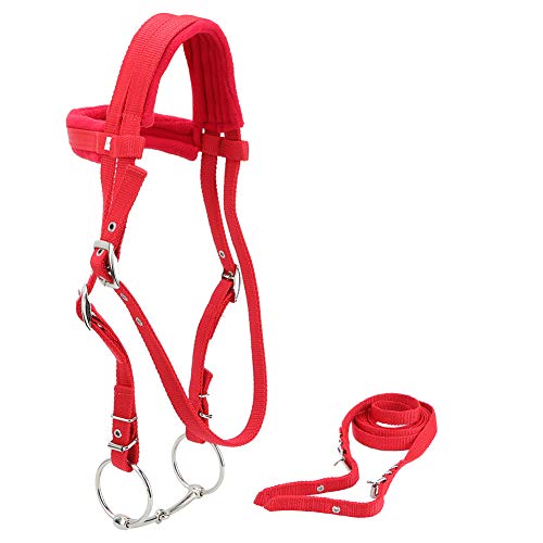 Rotes Verstellbares Zaumzeug für Pferde, Zügelgeschirr, Kopfstücke, Abnehmbare Trense mit Weichem Kissen, Reitsport-Zaumkopf von Tbest