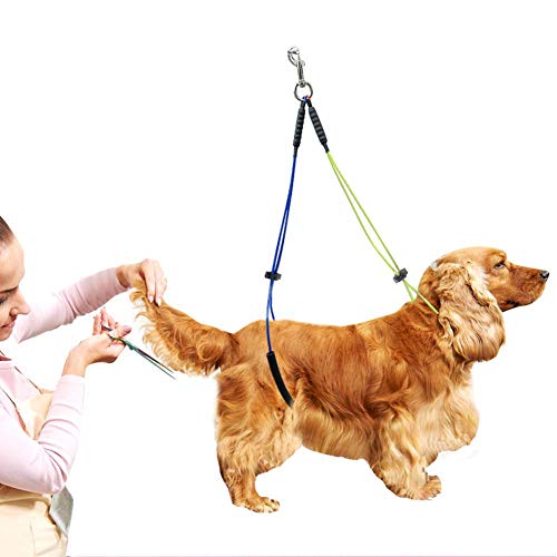 Tbest Halsbänder, Geschirre und Leinen, Verstellbare Haustierpflegeleine für den Haustierpflegetisch, Haustierpflegeschlaufe (Gelb/Blau) von Tbest