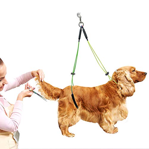 Tbest Halsbänder, Geschirre und Leinen, Verstellbare Haustierpflegeleine für den Haustierpflegetisch, Haustierpflegeschlaufe (Gelb und Grün) von Tbest