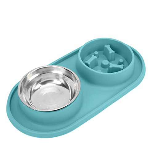 Tbest Haustiernahrung und Wasserschalen Anti -Skid und Rvierbares Doppel -Haustier -Bowlor -Hunde und Ca Pet Plieog Täglich Abend (Green) von Tbest