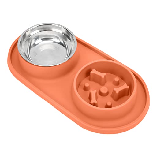 Tbest Haustiernahrung und Wasserschalen Anti -Skid und Rvierbares Doppel -Haustier -Bowlor -Hunde und Ca Pet Plieog Täglich Abend (ORANGE) von Tbest