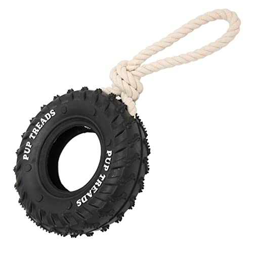 Tbest Pet Productog Reifen-Kauspielzeug, Bissfest, Leckerli-Dispeng-Gummi, Arive-Hundezerrerspielzeug mit Seil für Mittelgroße und Große Hunde und Hundespielzeug (Black) von Tbest