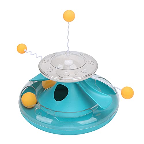 Tbest Pet Products Katzen-Drehteller, Alter, Spielzeug, Kreisverfolgung, Puzzle, Lebensmittelausgabe, Spielzeug für Drinnen, Kätzchen, Katzenspielzeug (Blauer See) von Tbest