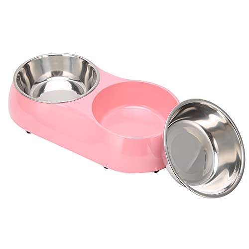 Tbest Staainl Steel Nonslip Double Pet Bowls Haushaltsnahrungsmittelfuttermittel für Mittelgroße und Kleine Haustiergelbe Haustier Plieog Tägliche NEIES (#5) von Tbest