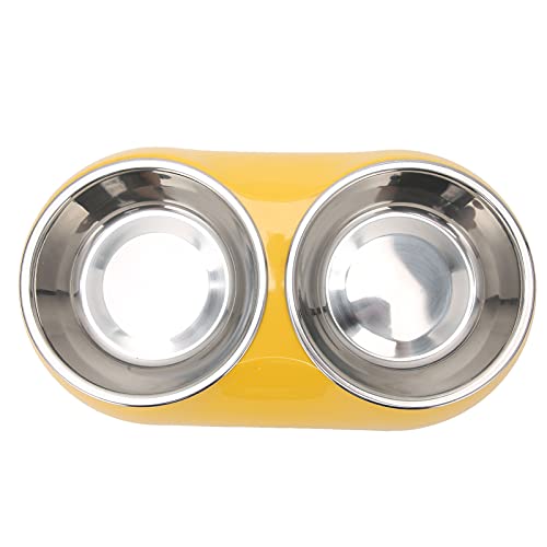 Tbest Staainl Steel Nonslip Double Pet Bowls Haushaltsnahrungsmittelfuttermittel für Mittelgroße und Kleine Haustiergelbe Haustier Plieog Tägliche NEIES (#6) von Tbest