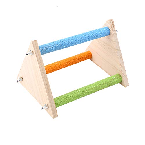 Vogel Holz Sitzstange Holzplattform Naturholz Ständer Spielzeug Zweig für Vögel Dreieck Sitzstangen Vogelspielzeug (Dreiecksstil) von Tbest