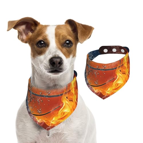 Basketball in Wasser und Feuer, Haustier-Lätzchen, Schal, Katzen, Hunde, Bandana, Hunde, Handtuch, Lätzchen, verstellbar, Haustier-Schal,M von Tcoay