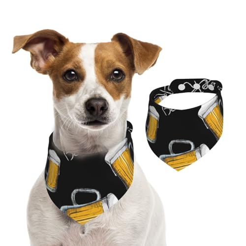 Bierkrug-Muster, Haustier-Lätzchen, Schal, Katzen, Hunde, Bandana, Hunde, Handtuch, Lätzchen, verstellbar, Haustier-Schal,M von Tcoay