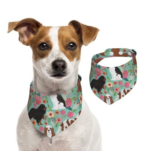 Cavalier King Charles Spaniel Blumen, Haustier-Lätzchen, Schal, Katzen, Hunde, Bandana, Hunde, Handtuch, Lätzchen, verstellbar, Haustier-Schal,M von Tcoay