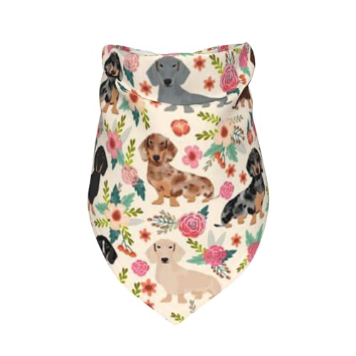 Dackel Blumen Vintage Blumen,Latzschal, Dreieckskapuze, Verstellbarer Haustierschal, waschbare Kapuze, geeignet für kleine, mittelgroße und große Hunde und Katzen Dackel Blumen Vintage Blumen,Latzschal, Dreieckskapuze, Verstellbarer Haustierschal, waschbare Kapuze, geeignet für kleine, mittelgroße und große Hunde und Katzen von Tcoay