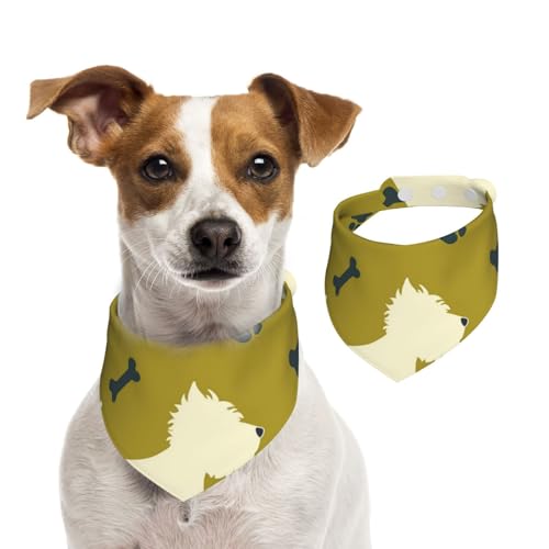 Hund Silhouette West Highland Tier Westen, Haustier-Lätzchen, Schal, Katzen, Hunde, Bandana, Hunde, Handtuch, Lätzchen, verstellbar, Haustier-Schal,M von Tcoay