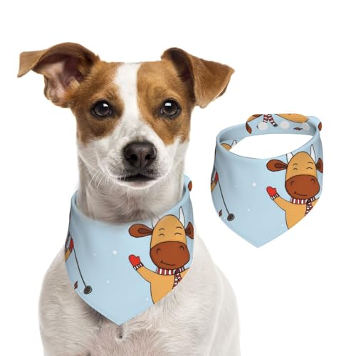Lustige Kühe beim Skifahren, Haustier-Lätzchen, Schal, Katzen, Hunde, Bandana, Hunde, Handtuch, Lätzchen, verstellbar, Haustier-Schal,M von Tcoay