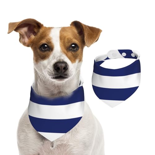 Marineblaue Streifen, Haustier-Lätzchen, Schal, Katzen, Hunde, Bandana, Hunde, Handtuch, Lätzchen, verstellbar, Haustier-Schal,L von Tcoay