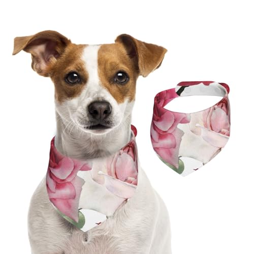 Rosa Rose, Haustier-Lätzchen, Schal, Katzen, Hunde, Bandana, Hunde, Handtuch, Lätzchen, verstellbar, Haustier-Schal,S von Tcoay