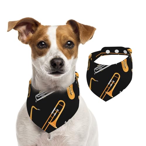 Saxophon Posaune Musik Schwarz, Haustier-Lätzchen, Schal, Katzen, Hunde, Bandana, Hunde, Handtuch, Lätzchen, verstellbar, Haustier-Schal,M von Tcoay