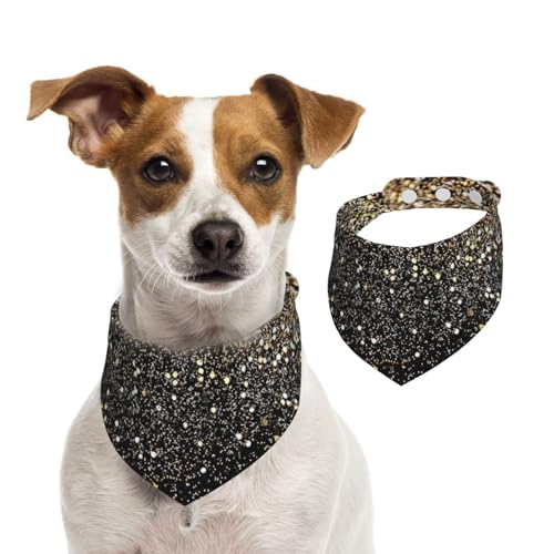Schwarz & Gold funkeln, Haustier-Lätzchen, Schal, Katzen, Hunde, Bandana, Hunde, Handtuch, Lätzchen, verstellbar, Haustier-Schal,S von Tcoay