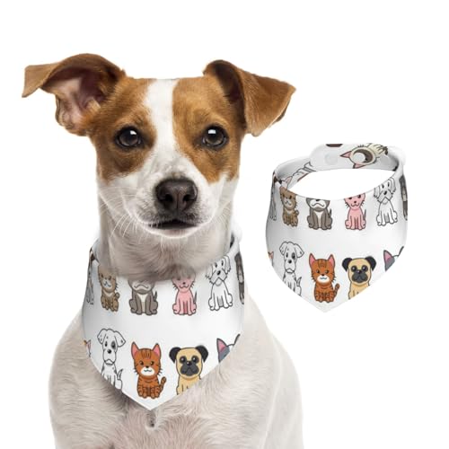 Verschiedene Arten von Cartoon-Katzen und Hunden, Haustier-Lätzchen, Schal, Katzen, Hunde, Bandana, Hunde, Handtuch, Lätzchen, verstellbar, Haustier-Schal,M von Tcoay