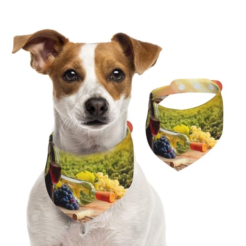 Wein und Käse bei Sonnenuntergang, Haustier-Lätzchen, Schal, Katzen, Hunde, Bandana, Hunde, Handtuch, Lätzchen, verstellbar, Haustier-Schal,L von Tcoay