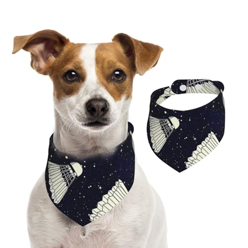 Weltraum-Badminton, Haustier-Lätzchen, Schal, Katzen, Hunde, Bandana, Hunde, Handtuch, Lätzchen, verstellbar, Haustier-Schal,L von Tcoay
