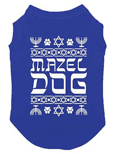 Mazel Dog – Hanukkah Passover Seder jüdischer Feiertag Hundehemd (Königsblau, Größe XXL) von Tcombo