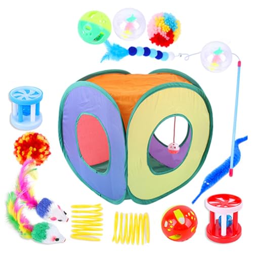 Tdkjfoutr 15 PCS Katzenspielzeug Set Interaktives Katzen-Maus-Spielzeug Wie Abgebildet für Katzen im Innenbereich mit Zusammenklappbarem Katzenzelt Tunnel Interaktives Katzenfeder-Spielzeug A Tdkjfoutr 15 PCS Katzenspielzeug Set Interaktives Katzen-Maus-Spielzeug Wie Abgebildet für Katzen im Innenbereich mit Zusammenklappbarem Katzenzelt Tunnel Interaktives Katzenfeder-Spielzeug A von Tdkjfoutr