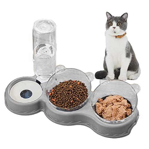 TeTupGa Katzennäpfe, 3-in-1 abnehmbare Näpfe für Katzen, Hunde, Welpen, Anti-Verschütten, Futternapf, Wasser, automatische Trinkflasche von TeTupGa